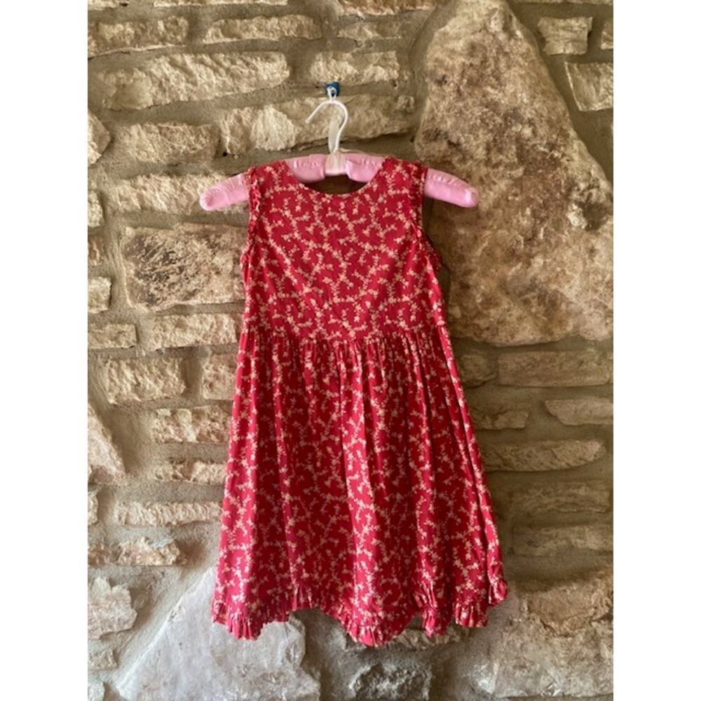 Vintage 90s Laura Ashley Girls Floral Red Dress - 6 Years